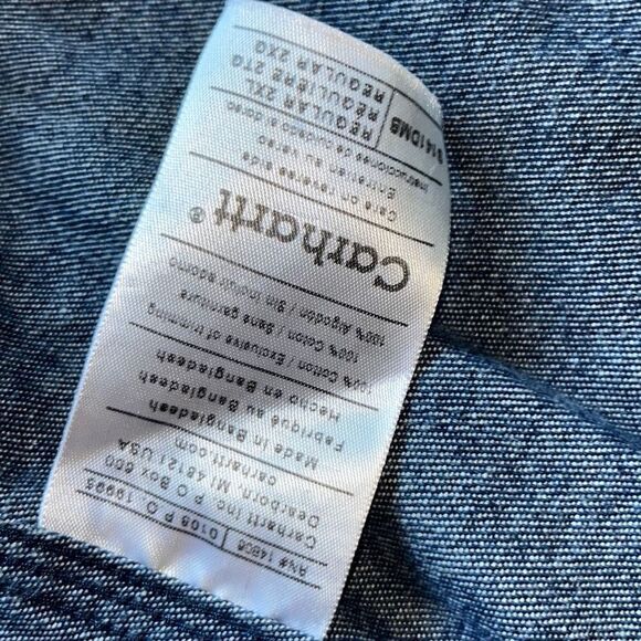 Vintage Carhartt Denim Pearl Snap Shirt Rugged Western Cowboy 2XL - Picture 8 of 15